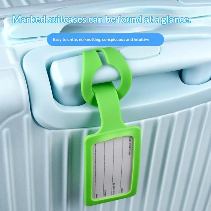 Étiquettes de bagages en silicone Étiquettes d'identification pour valise 23,5 cm Étiquettes de nom pour voyage ou déplacement professionnel - Bleu marine
