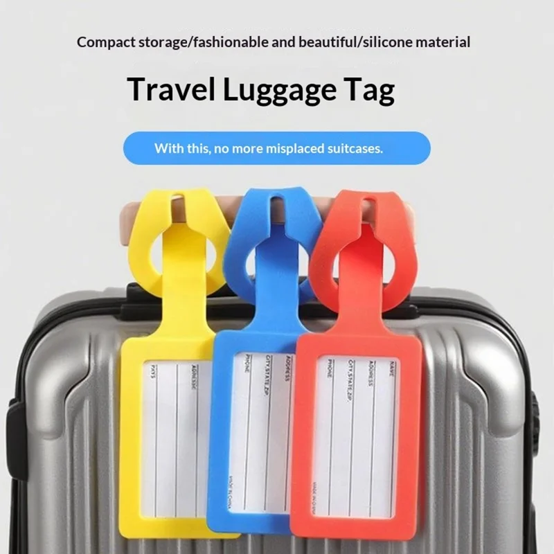 Étiquettes de bagages en silicone Étiquettes d'identification pour valise 23,5 cm Étiquettes de nom pour voyage ou déplacement professionnel - Bleu marine