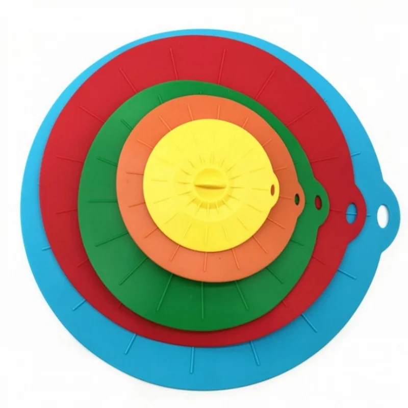 5Pcs Silicone Lids Set Round Stretch Bowl Covers Microwave Safe Food Storage Caps