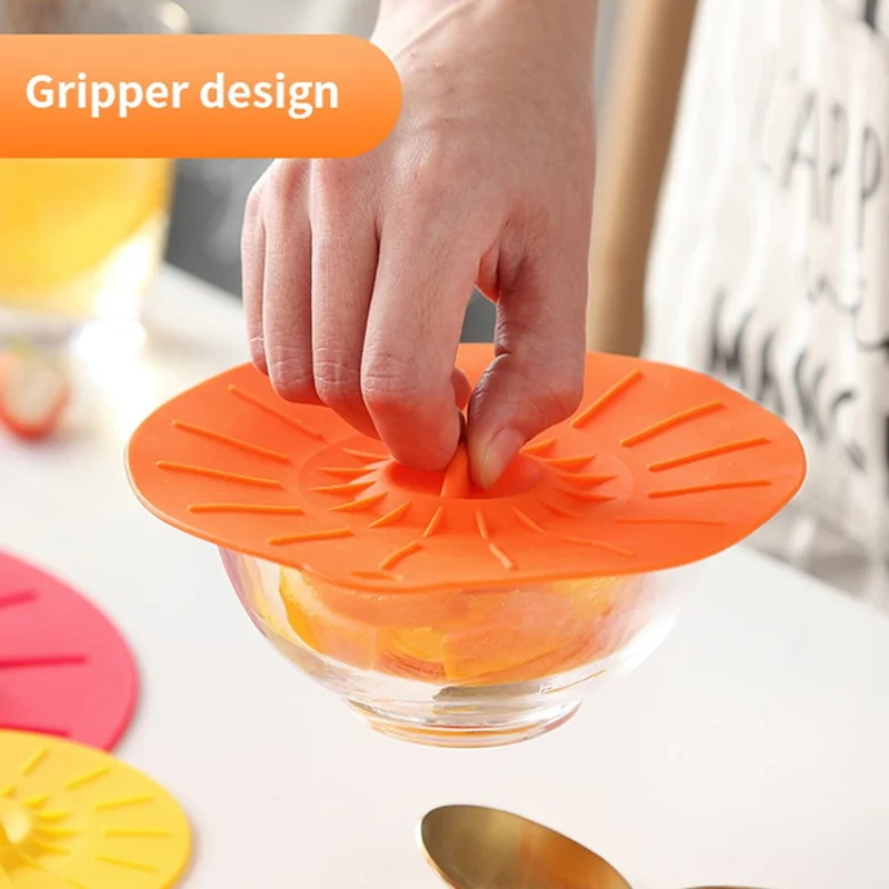 5Pcs Silicone Lids Set Round Stretch Bowl Covers Microwave Safe Food Storage Caps