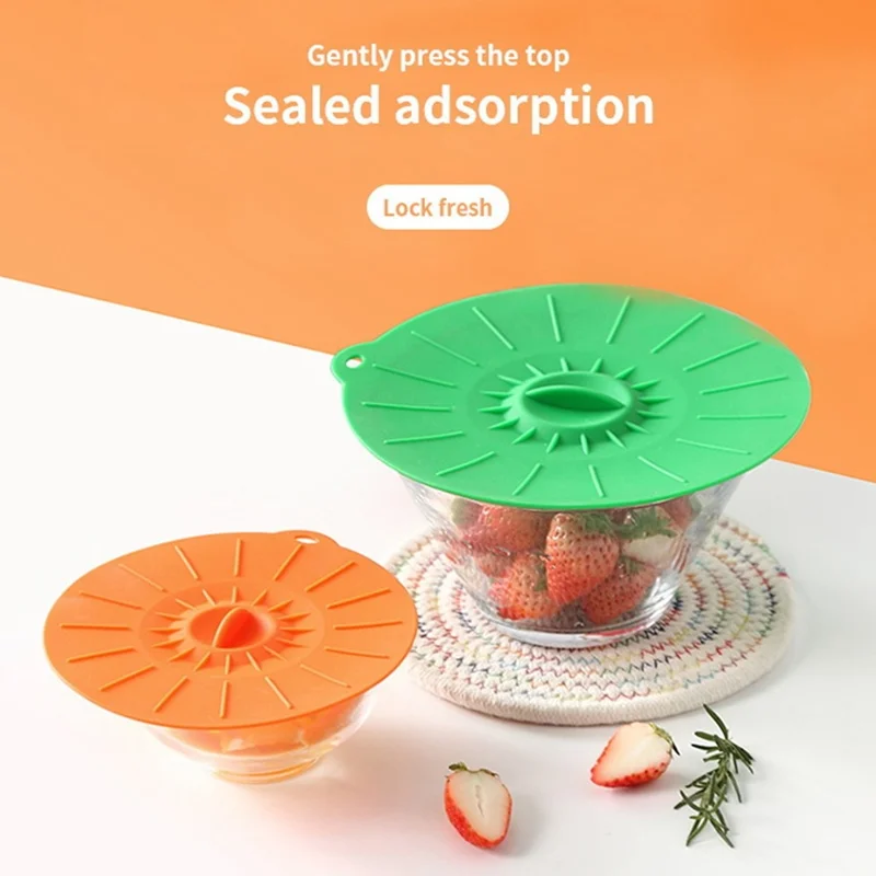 5Pcs Silicone Lids Set Round Stretch Bowl Covers Microwave Safe Food Storage Caps