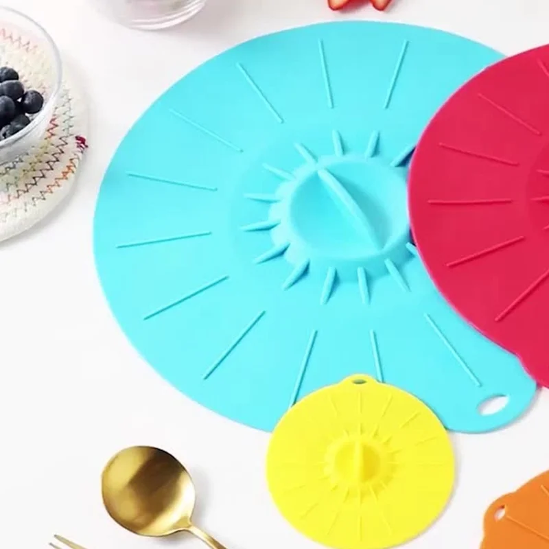 5Pcs Silicone Lids Set Round Stretch Bowl Covers Microwave Safe Food Storage Caps