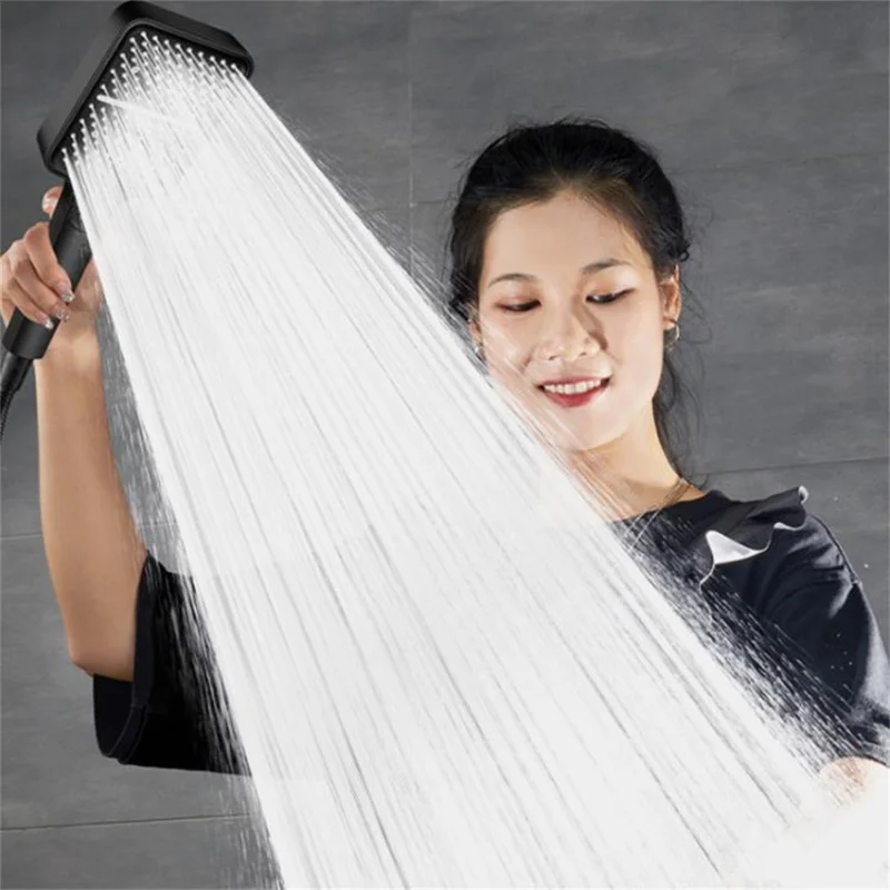 3-Modus-Hochdruck-Duschbrause ABS-Handbrause mit großer Platte für das Badezimmer – Schwarz