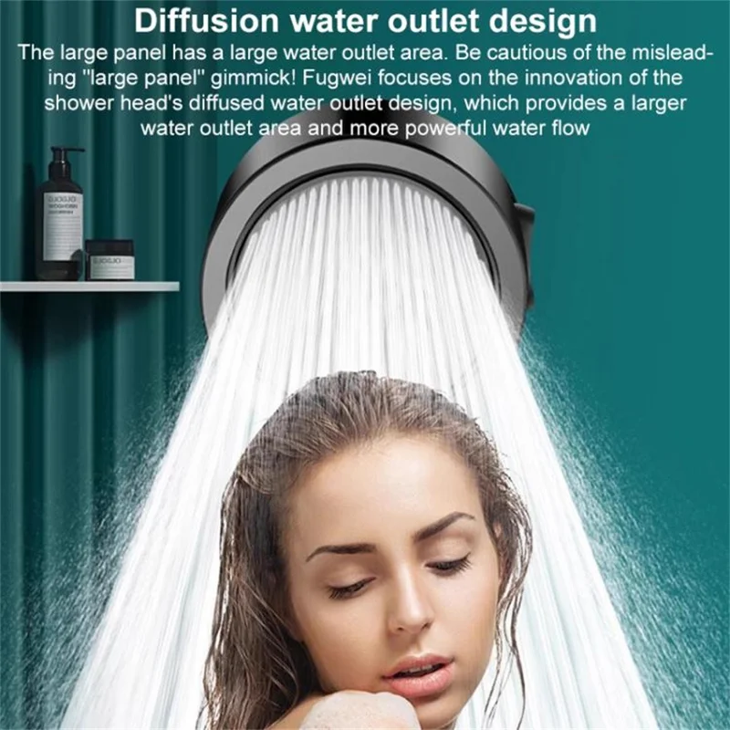 Hochdruck-Duschbrause mit Pause-Taste und Filter 3 Modi Wasserbrause, Drehregler für Wassermenge - Schwarz