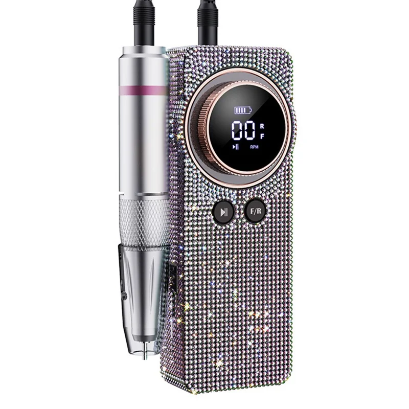 BLUEQUE BQ-108 Electric Nail Drill Machine with Diamond Decor 35000 RPM Rechargeable Nail File Grinder