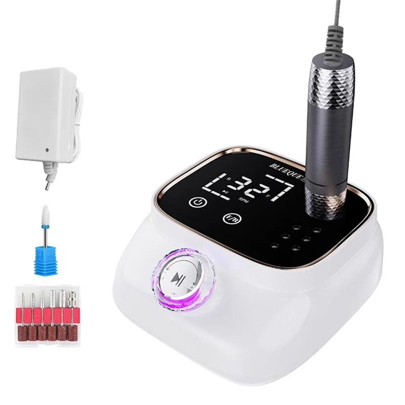 BLUEQUE BQ-113 Electric Nail Drill 45000RPM LCD Display Memory Function Nail File Polisher Kit, EU Plug