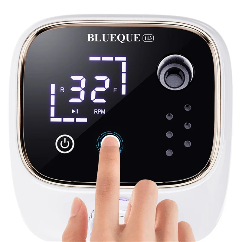 BLUEQUE BQ-113 Electric Nail Drill 45000RPM LCD Display Memory Function Nail File Polisher Kit, EU Plug