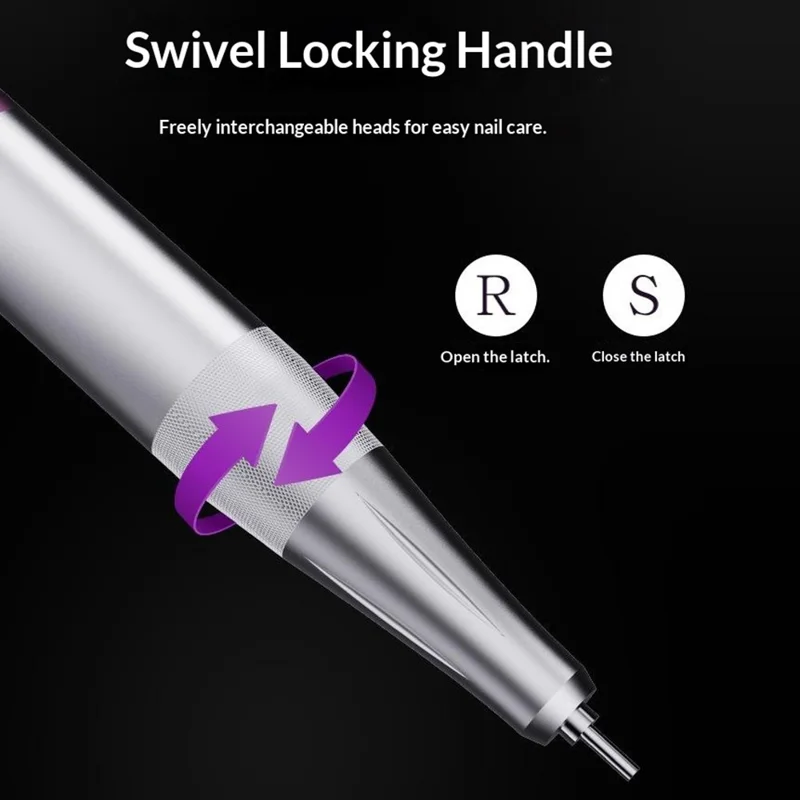 BLUEQUE BQ-109 Electric Nail Drill Machine 35000RPM Portable Rechargeable Manicure File Tool Kit - Silver