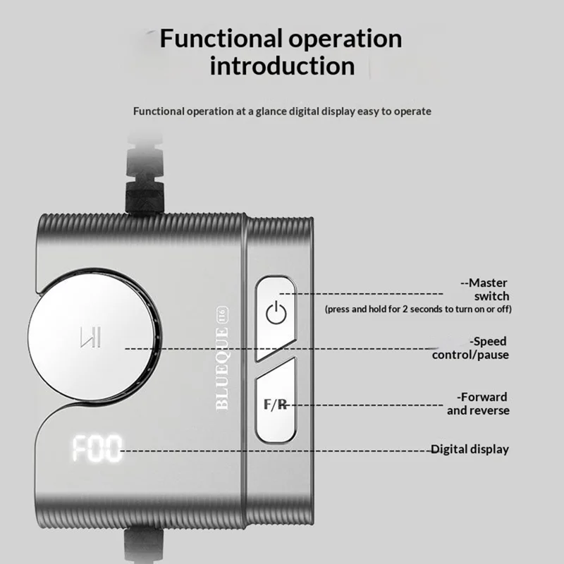 BLUEQUE BQ116 Electric Nail Drill Kit 40000RPM Manicure Machine with Integrated Speed Control LED Display - Silver