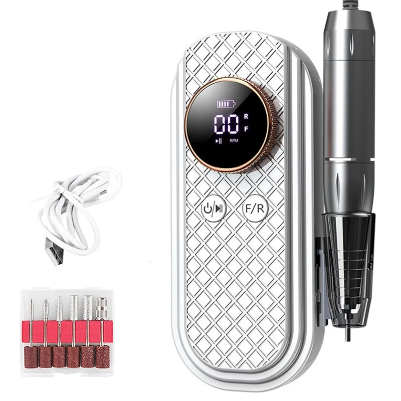 BLUEQUE BQ-111 Electric Nail Drill 35000RPM Memory Function Low Noise Portable Nail File for Manicure - White