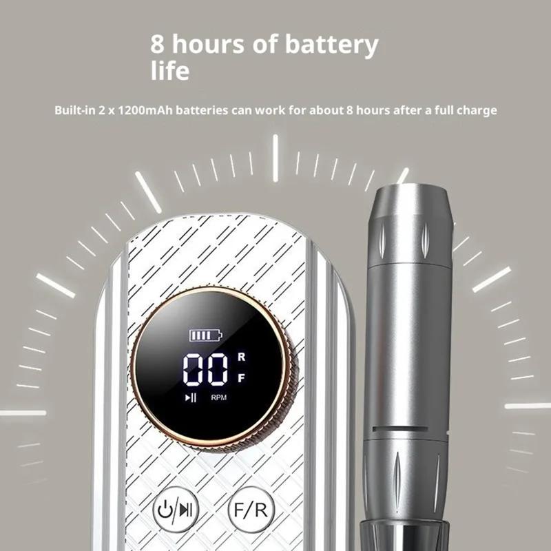 BLUEQUE BQ-111 Electric Nail Drill 35000RPM Memory Function Low Noise Portable Nail File for Manicure - White