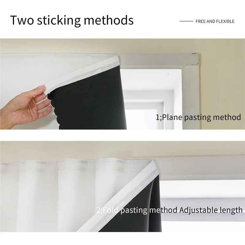 1Pc 2.0 x 2.5m Solid Color Blackout Curtain Punch Free Magic Tape Light Blocking Window Curtain - Beige