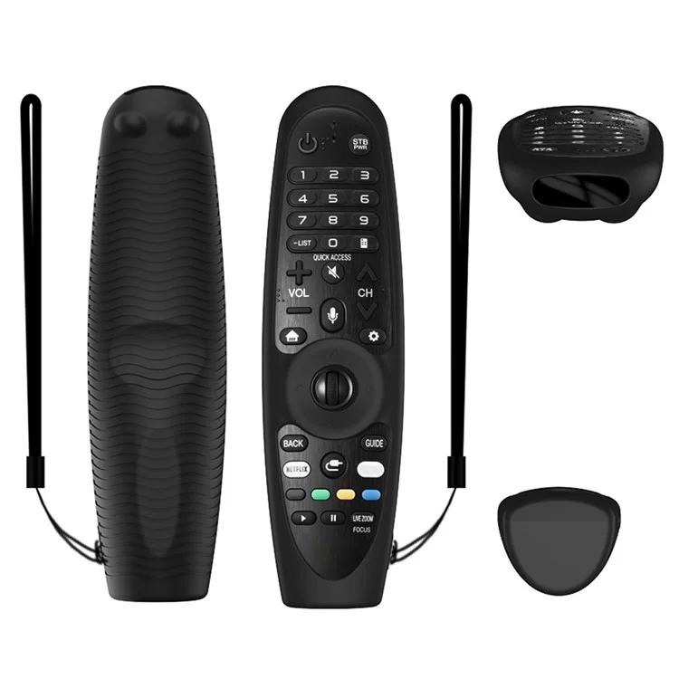 Y38 Silicone Protective Case for LG AN-MR600 / MR650 / MR18BA / MR19BA / MR20GA Remote Control Case Cover Sleeve with Strap - Black