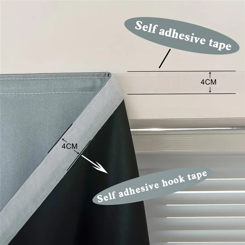 1Pc 1.2 x 1.7m Waterproof Printed Blackout Curtain Magic Tape Self Adhesive Light Blocking Curtain - Style A