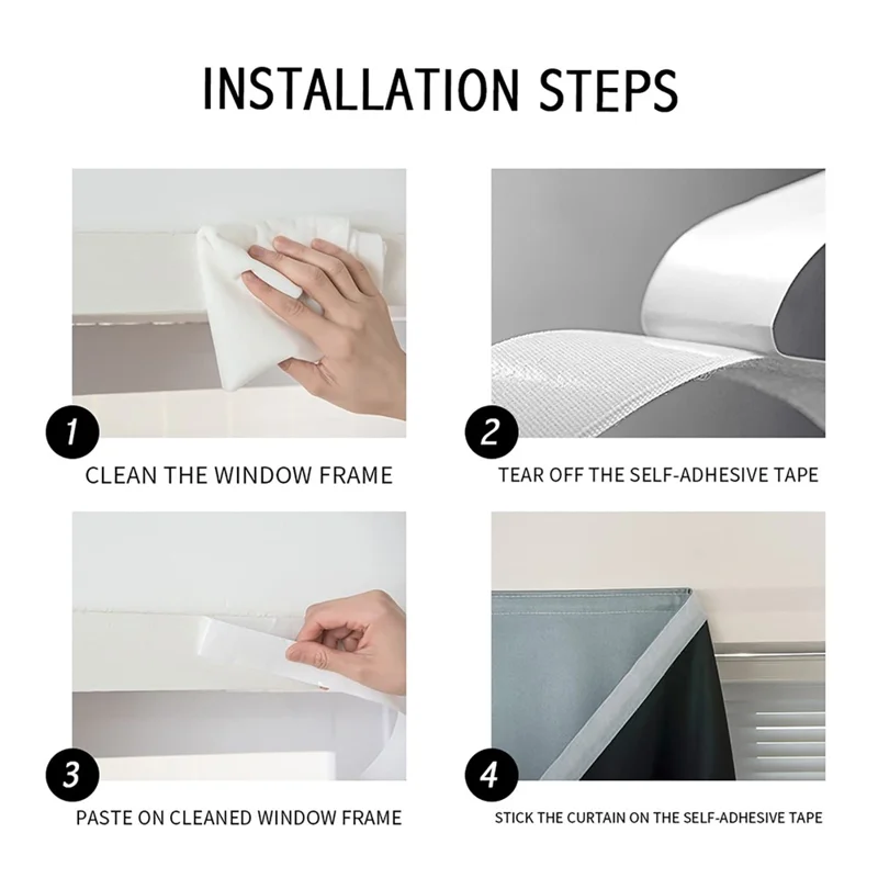 1Pc 1.5 x 2.0m Waterproof Printed Blackout Curtain Magic Tape Self Adhesive Light Blocking Curtain - Style A