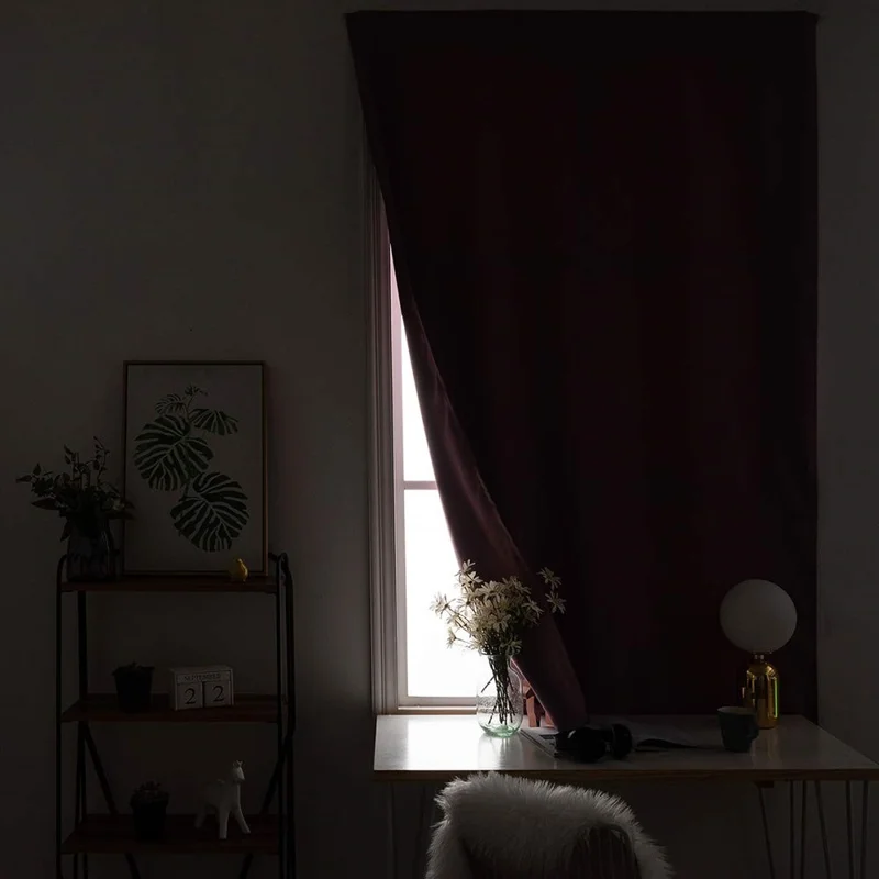 1Pc 2.0 x 2.5m Waterproof Printed Blackout Curtain Magic Tape Self Adhesive Light Blocking Curtain - Style A