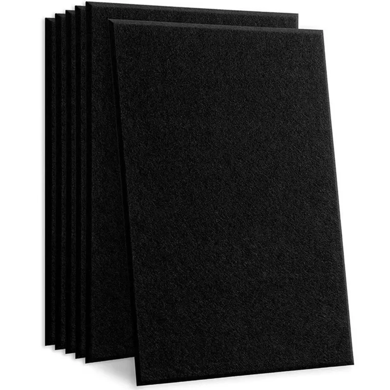 12 szt. 40x60 cm panel z poliestrowego wełnianego materiału dźwiękochłonnego, samoprzylepny panel z wełny, grubość 9 mm - Czarny