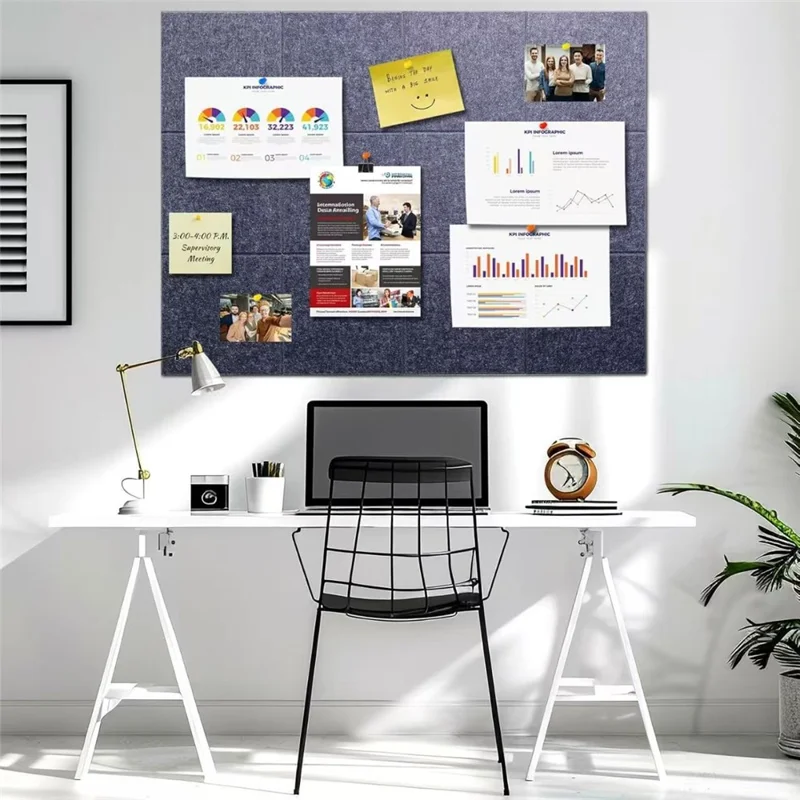 12 szt. 40x60 cm panel z poliestrowego wełnianego materiału dźwiękochłonnego, samoprzylepny panel z wełny, grubość 9 mm - Czarny