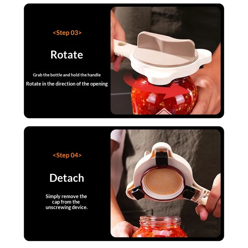 3-armet justerbar dåseåbner og glaslågsfjerner til 2,5-9 cm flaskeprop - beige