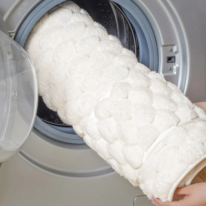 40 x 60cm Fluffy Flannel Memory Foam Bath Mat Quick Dry Water Absorbent Bathroom Non-Slip Floor Mat - Beige