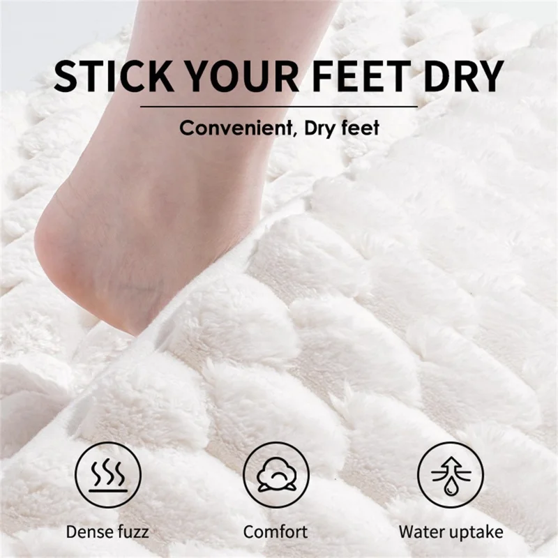 50 x 80cm Fluffy Flannel Memory Foam Bath Mat Quick Dry Water Absorbent Bathroom Non-Slip Floor Mat - Beige