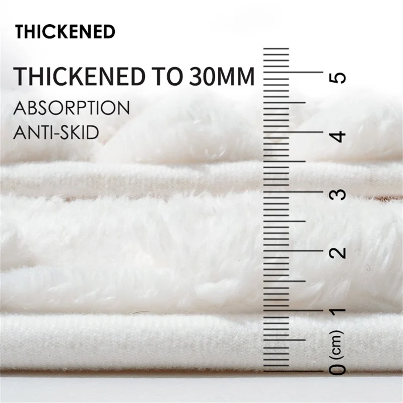 60 x 90cm Fluffy Flannel Memory Foam Bath Mat Quick Dry Water Absorbent Bathroom Non-Slip Floor Mat - Beige