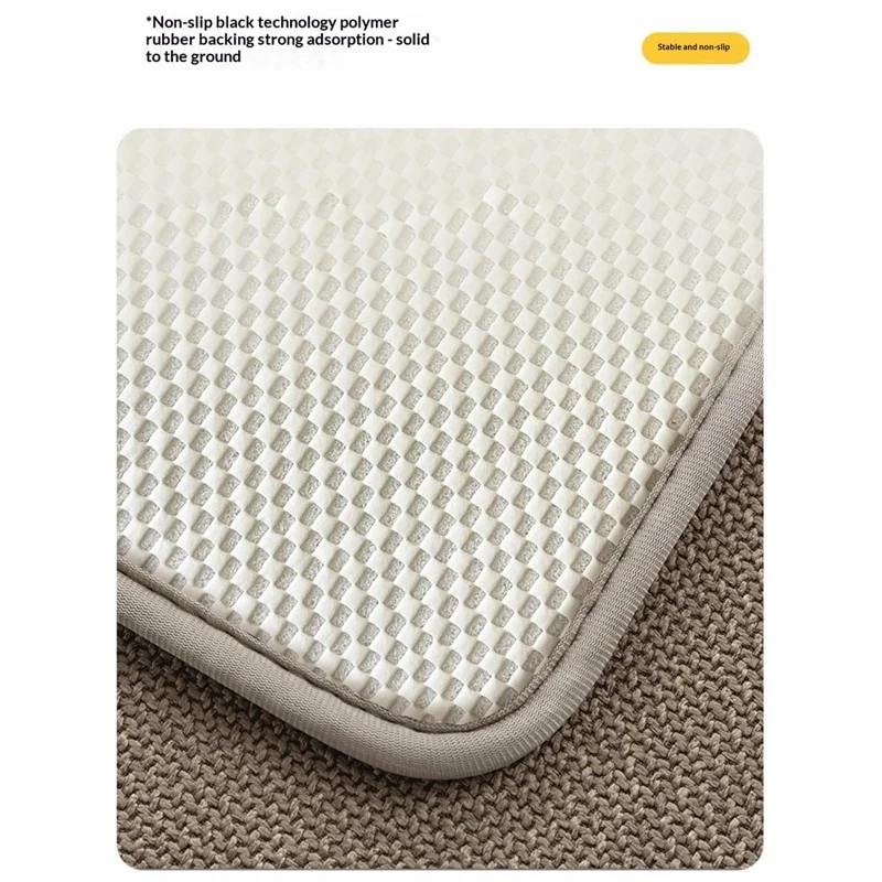 45 x 70cm Bathroom Mat Imitation Linen Woven Texture Memory Foam Non-Slip Absorbent Bath Rug - Khaki