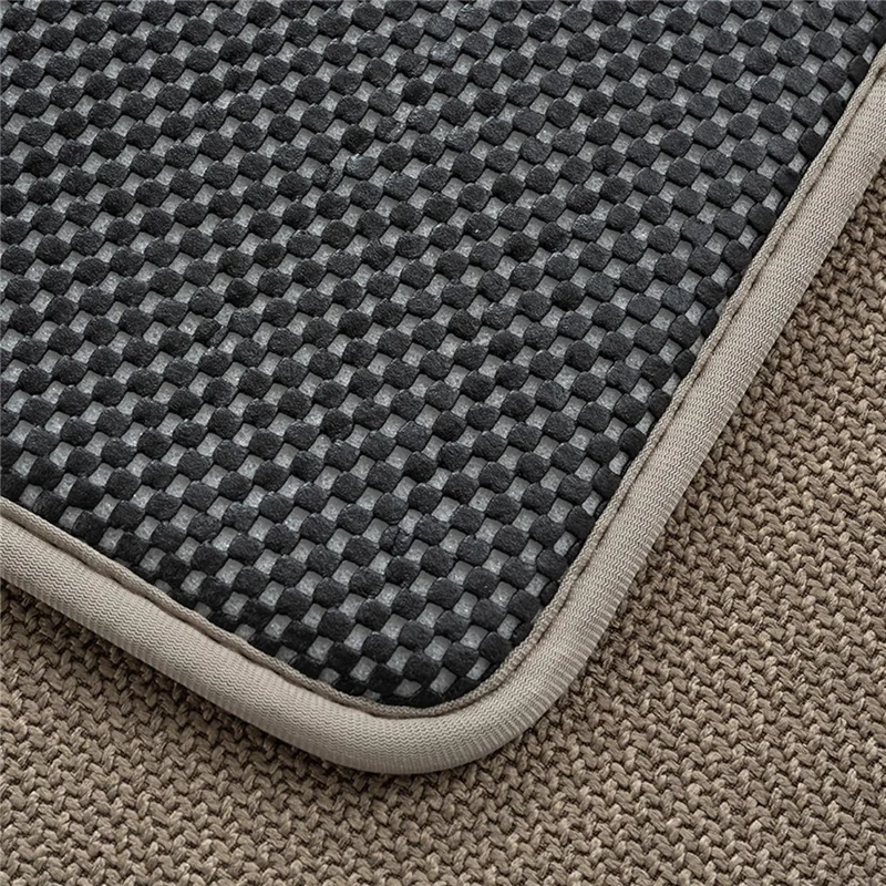 45 x 70cm Bathroom Mat Imitation Linen Woven Texture Memory Foam Non-Slip Absorbent Bath Rug - Khaki