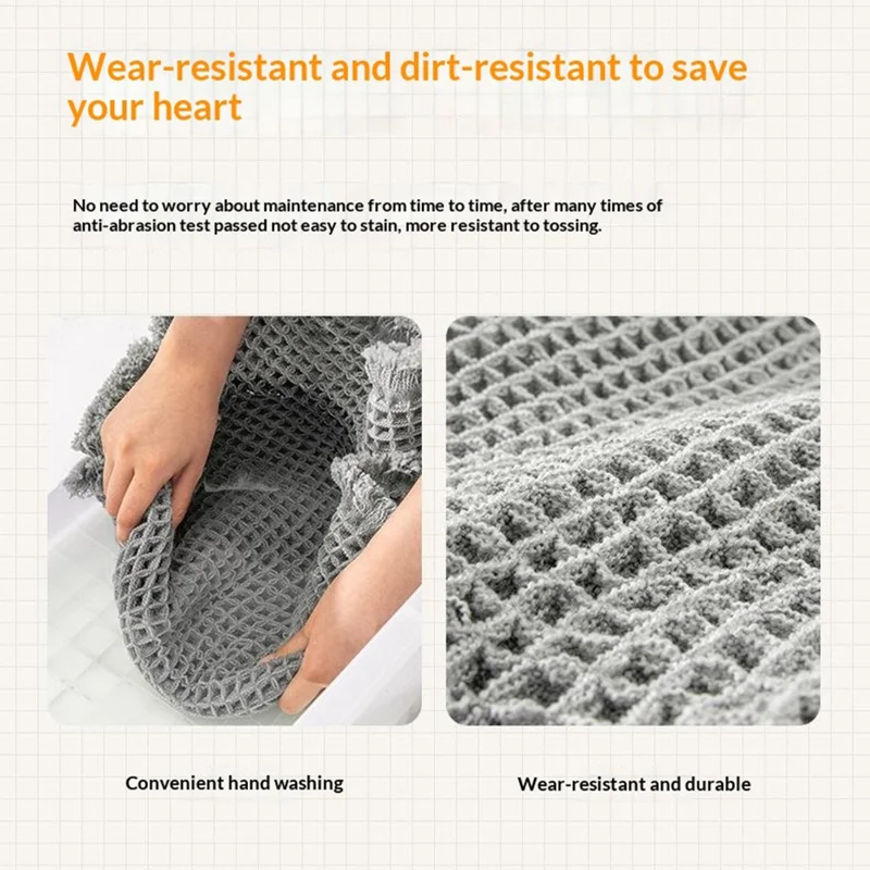 43x61 cm waffelformet badematte, vandabsorberende, skridsikker dørteppe til badeværelse - lysegrå