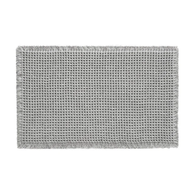 51x81cm Tapis de Bain en Armure de Mousseline Absorbant d'Eau Anti-Dérapant - Gris Clair
