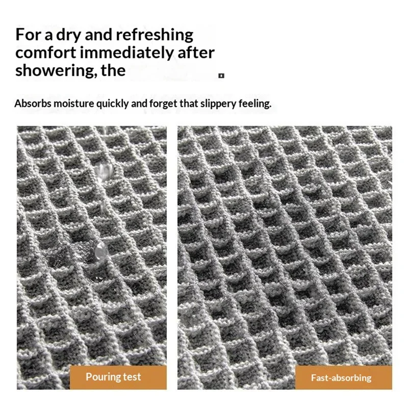 51x81cm Tapis de Bain en Armure de Mousseline Absorbant d'Eau Anti-Dérapant - Gris Clair