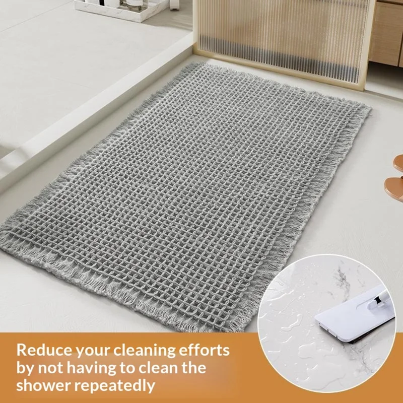 51x81cm Tapis de Bain en Armure de Mousseline Absorbant d'Eau Anti-Dérapant - Gris Clair