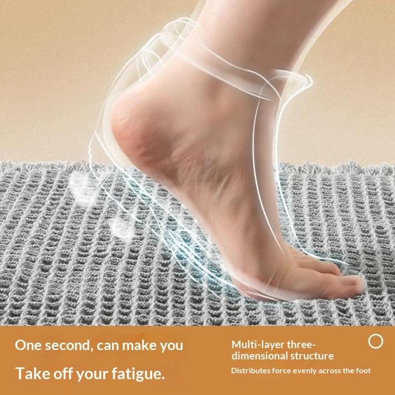 51x81cm Tapis de Bain en Armure de Mousseline Absorbant d'Eau Anti-Dérapant - Gris Clair