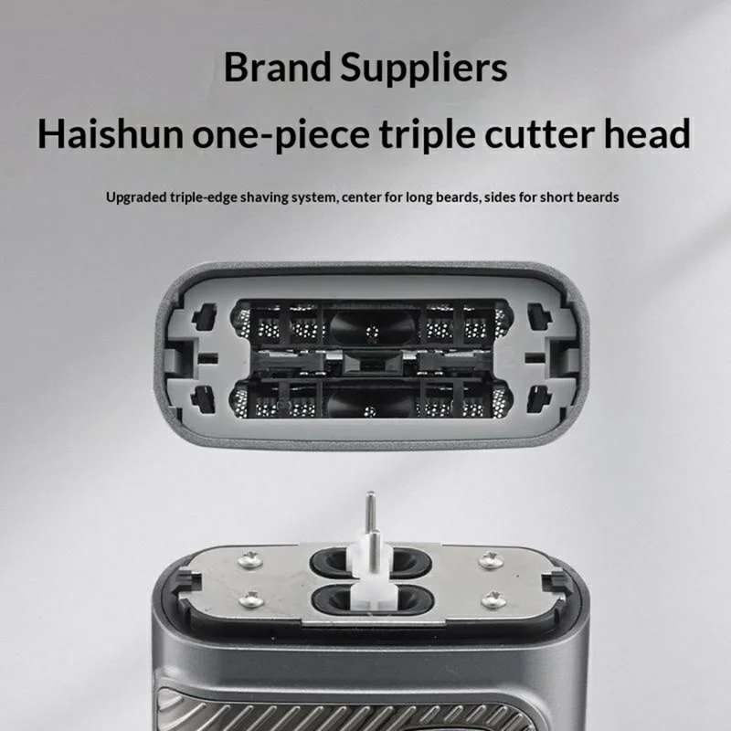 Mini Reciprocating Electric Razor Mens Shaver 3-Blade IPX6 Waterproof LED Display Travel Lock - Grey