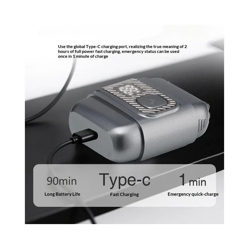 Mini Reciprocating Electric Razor Mens Shaver 3-Blade IPX6 Waterproof LED Display Travel Lock - Grey