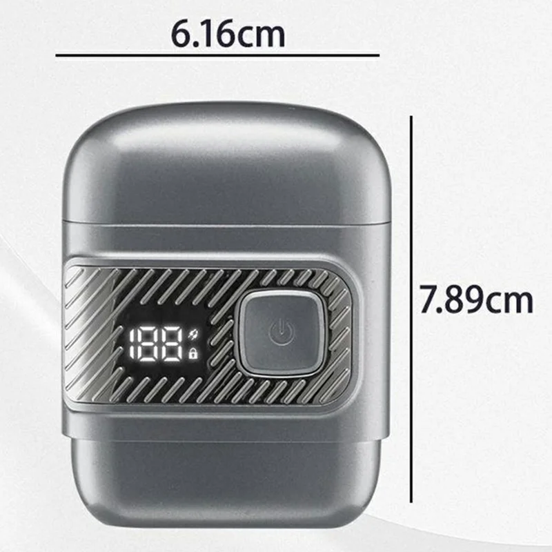 Mini Reciprocating Electric Razor Mens Shaver 3-Blade IPX6 Waterproof LED Display Travel Lock - Grey