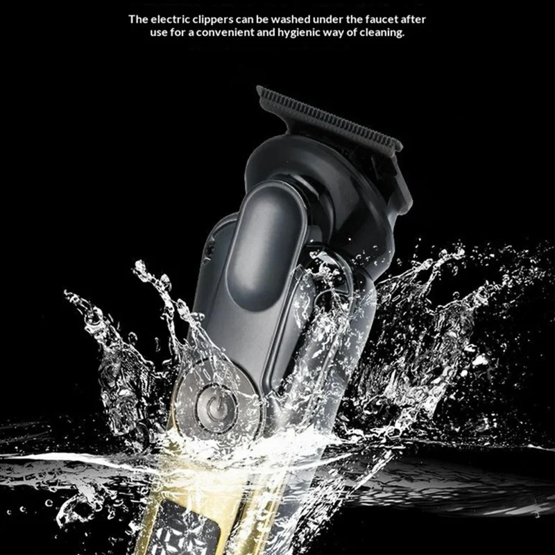6-in-1 Electric Hair Clipper Set Multi-Function Grooming Kit IPX6 Waterproof LCD Display 1400mAh for Beard Trimming - Gold