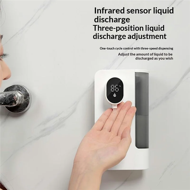 S12 Smart Automatic Soap Dispenser 500mL Wall Mount Touchless Gel Dispenser IPX5 Waterproof for Kitchen Bathroom - White