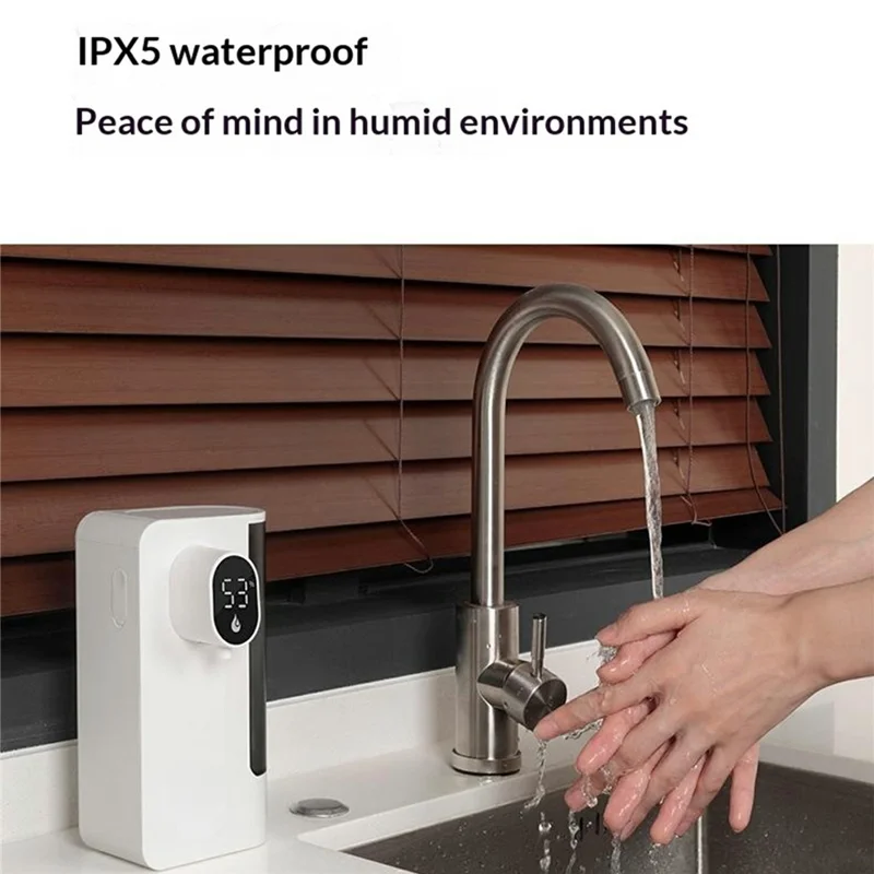 S12 Smart Automatic Soap Dispenser 500mL Wall Mount Touchless Gel Dispenser IPX5 Waterproof for Kitchen Bathroom - White