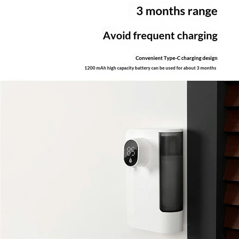 S12 Smart Automatic Soap Dispenser 500mL Wall Mount Touchless Gel Dispenser IPX5 Waterproof for Kitchen Bathroom - White