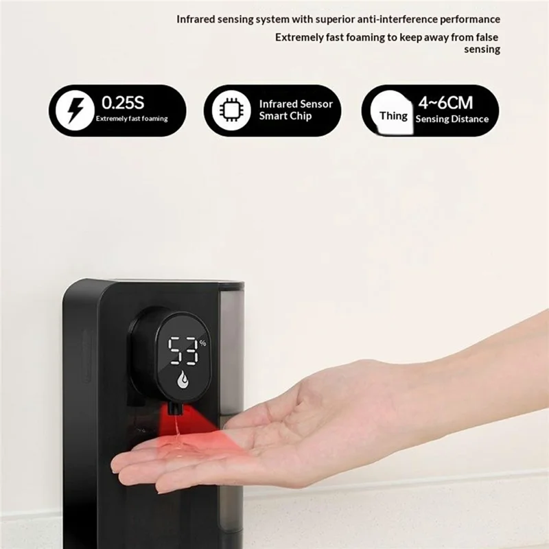 S12 Smart Automatic Soap Dispenser 500mL Wall Mount Touchless Gel Dispenser IPX5 Waterproof for Kitchen Bathroom - White