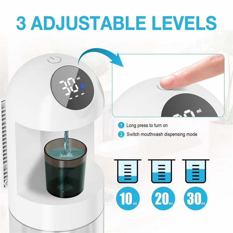Distributore Automatico di Collutorio 2000mAh Sensore a Infrarossi 3 Modalità 600ml Dispositivo per l'igiene orale da Parete per Uso Domestico - Bianco