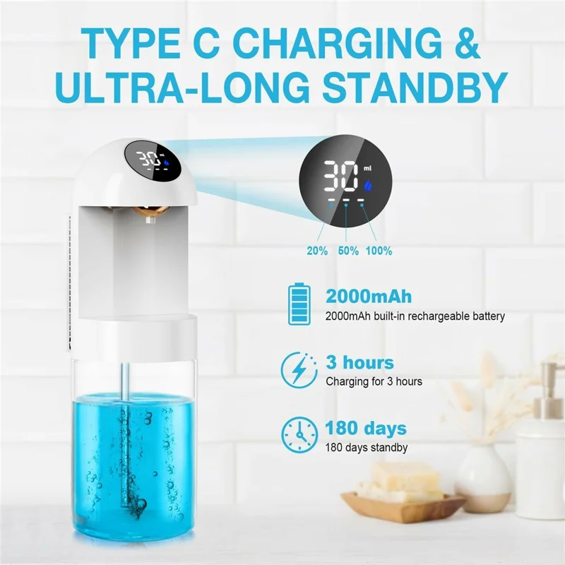 Distributore Automatico di Collutorio 2000mAh Sensore a Infrarossi 3 Modalità 600ml Dispositivo per l'igiene orale da Parete per Uso Domestico - Bianco