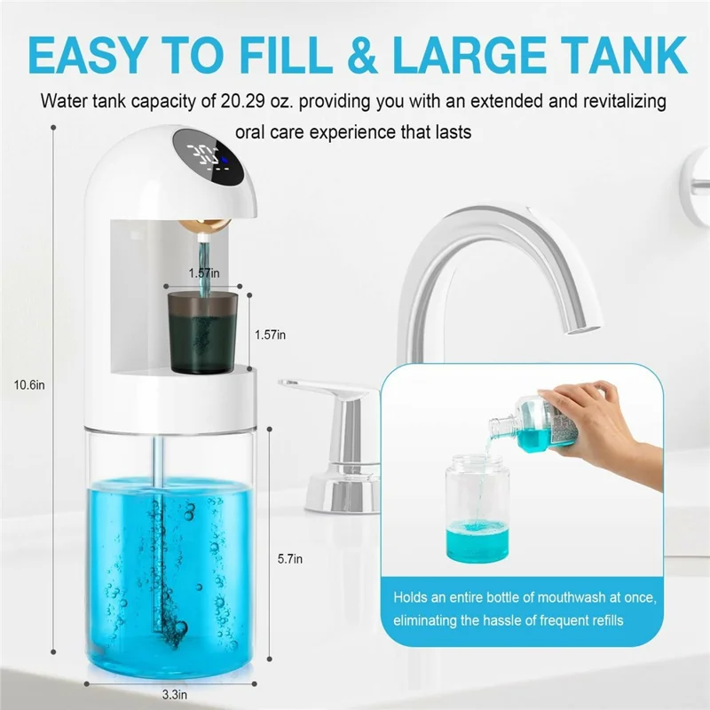 Distributore Automatico di Collutorio 2000mAh Sensore a Infrarossi 3 Modalità 600ml Dispositivo per l'igiene orale da Parete per Uso Domestico - Bianco