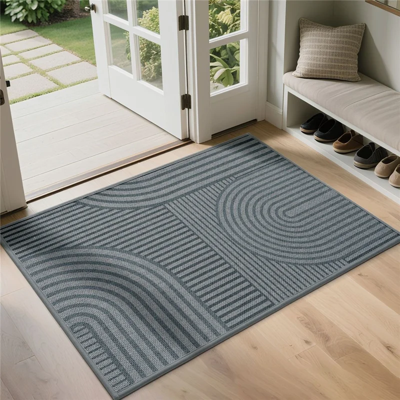 43x75 cm Entrédækket med Ikke-glidende Gummibund, der Fanger Snavs, Absorberende Dørmåtte til Hjemmet - Grå