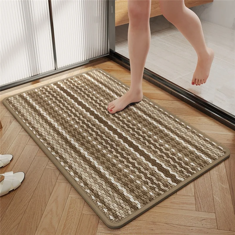 40x60cm Quick Dry Absorbent Bath Mat Non-Slip Rubber Base Door Mat for Bathroom Entrance - Brown