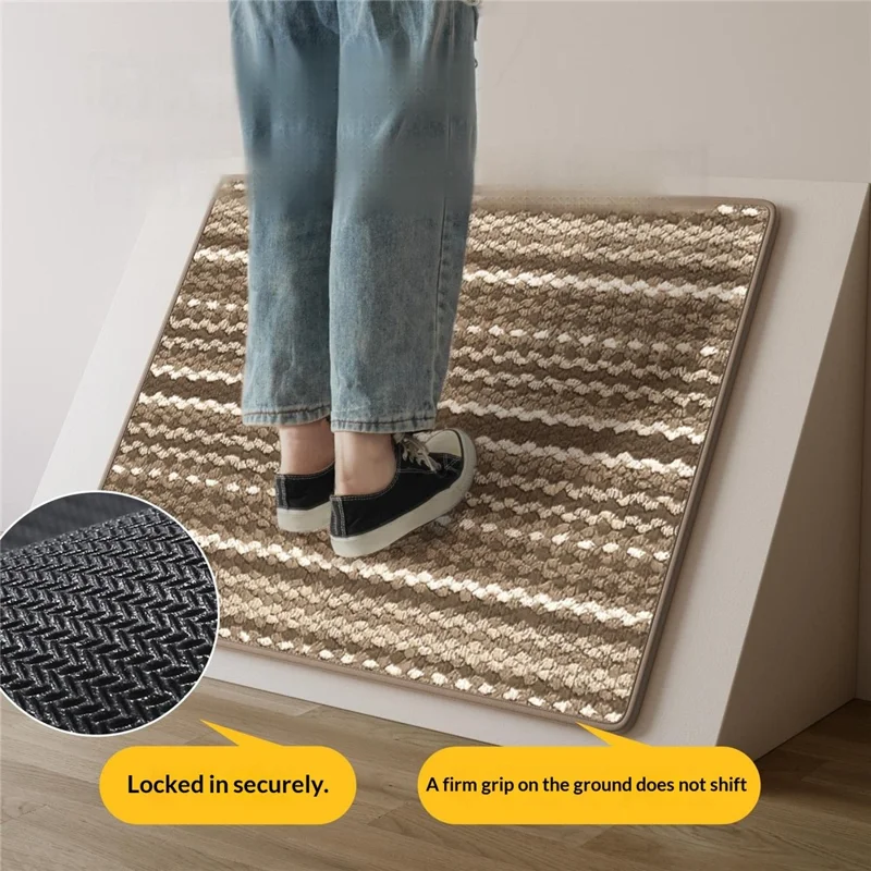 40x60cm Quick Dry Absorbent Bath Mat Non-Slip Rubber Base Door Mat for Bathroom Entrance - Brown