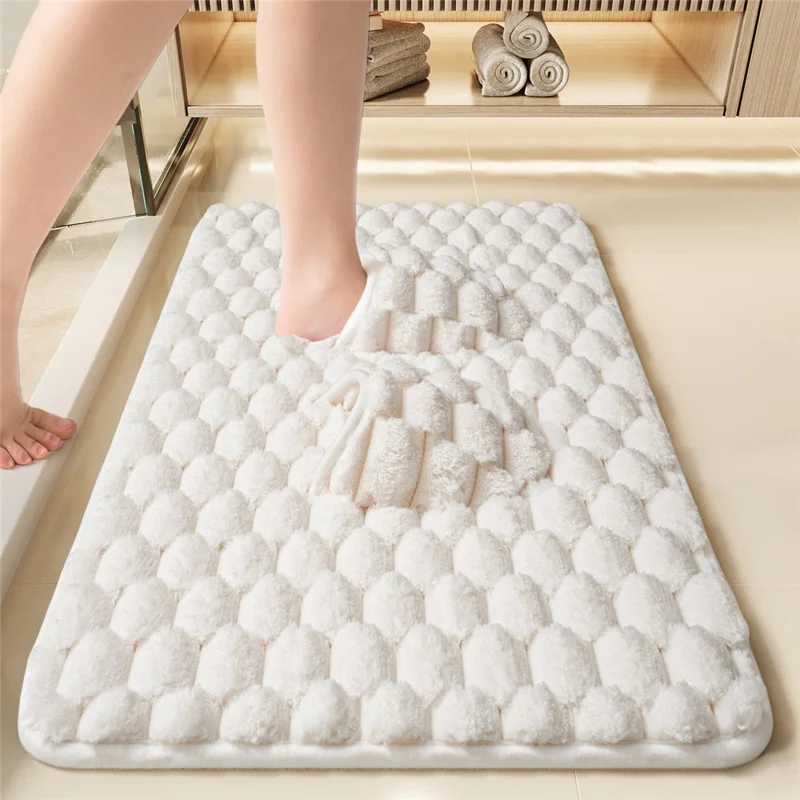 40x60cm Memory Foam Bath Mat Bionic Foot-Drying Design Non-Slip Bathroom Rug 35mm Thick - Beige