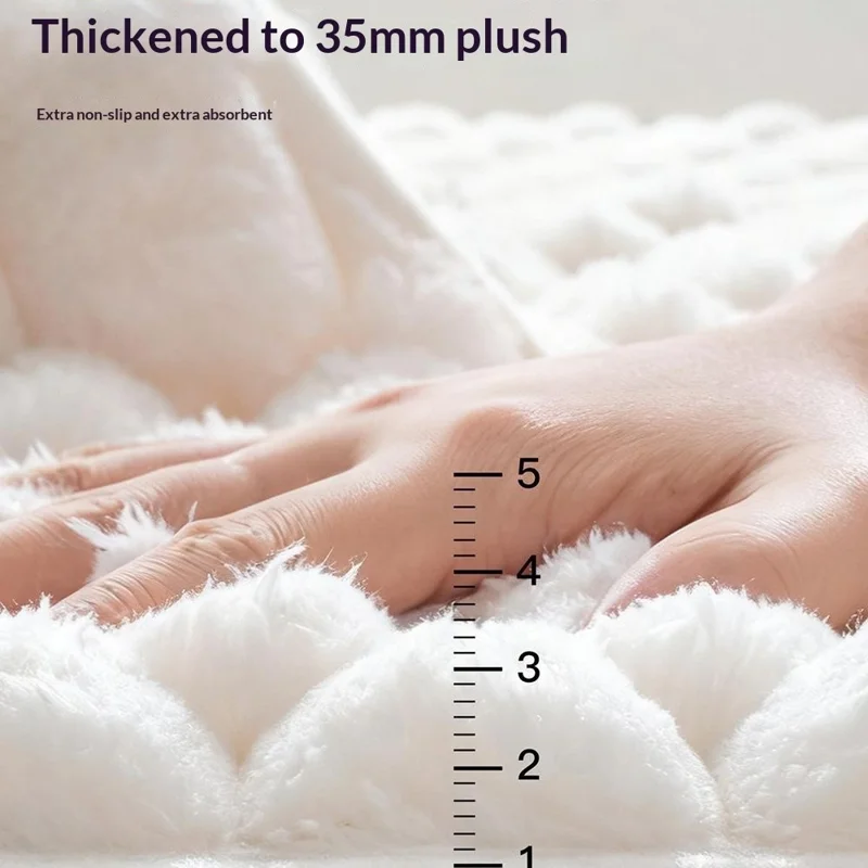 40x60cm Memory Foam Bath Mat Bionic Foot-Drying Design Non-Slip Bathroom Rug 35mm Thick - Beige