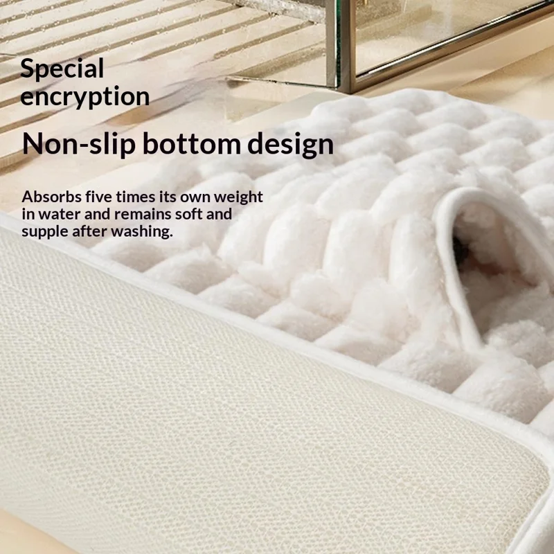 40x60cm Memory Foam Bath Mat Bionic Foot-Drying Design Non-Slip Bathroom Rug 35mm Thick - Beige